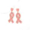 HEART Breast Cancer Ribbon Beaded Earrings