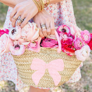 Pink Bow Market Tote