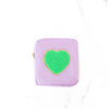 Purple with Green Heart Jewelry Pouch