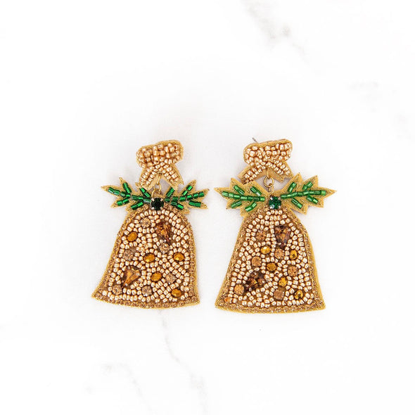 Gold Bells Beaded Earrings