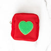 Red with Green Heart Jewelry Pouch