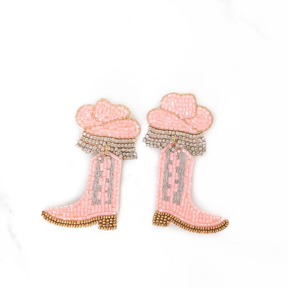 DAZZLE Pink Boot Earrings