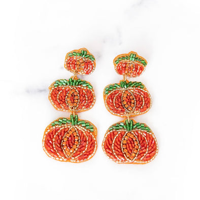 3-Tiered Pumpkin Beaded Earrings