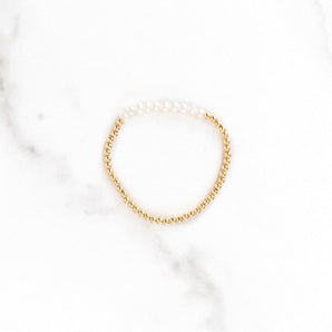 Pearl Strand Gold Beaded Bracelet