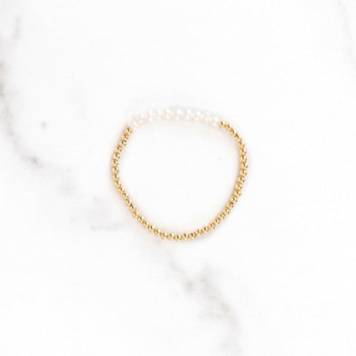 Pearl Strand Gold Beaded Bracelet