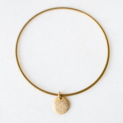 Antique Bangle with Personalized Disc