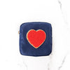 Navy with Red Heart Jewelry Pouch
