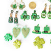 Green Large Heart Beaded Earrings