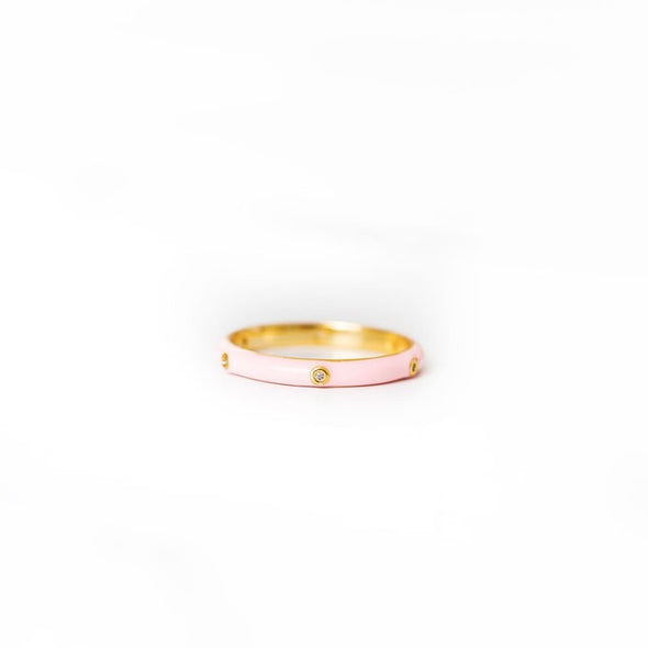 Enamel CZ Ring | Light Pink