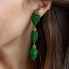 Christmas Light Beaded Drop Earrings | Green