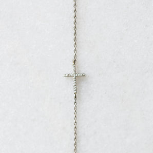 Sideways Diamond Cross Bracelet | 14-Karat