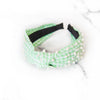 Green Seersucker Pearl Headband