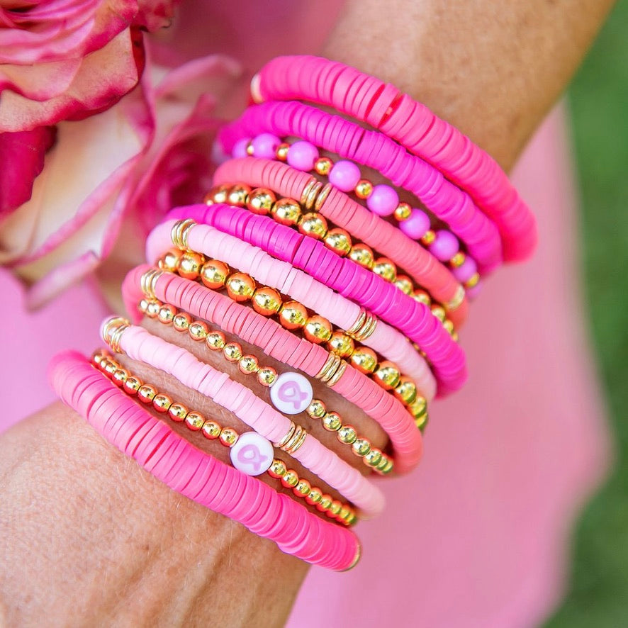 Hot Pink Red and Navy Stacking Beaded Bracelets – Kit's