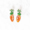 Carrot Embellished Beaded Earrings