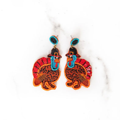 Beaded Turquoise Turkey Earrings