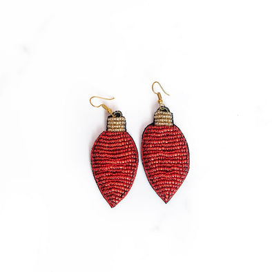 Christmas Light Beaded Earrings | Red