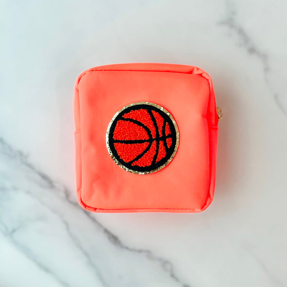 Orange Pouch with Basketball Chenille Patch