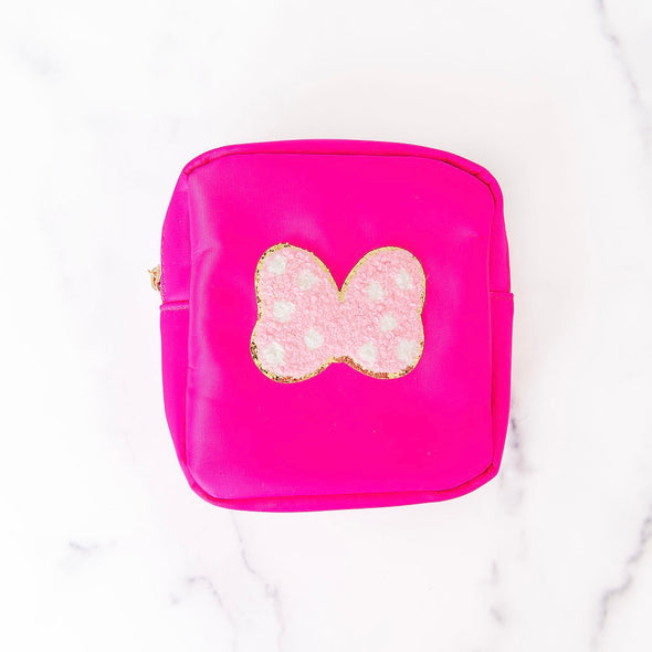 Hot Pink Pouch with Polka Dot Pink Bow