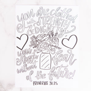 Proverbs 31:25 Coloring Sheet