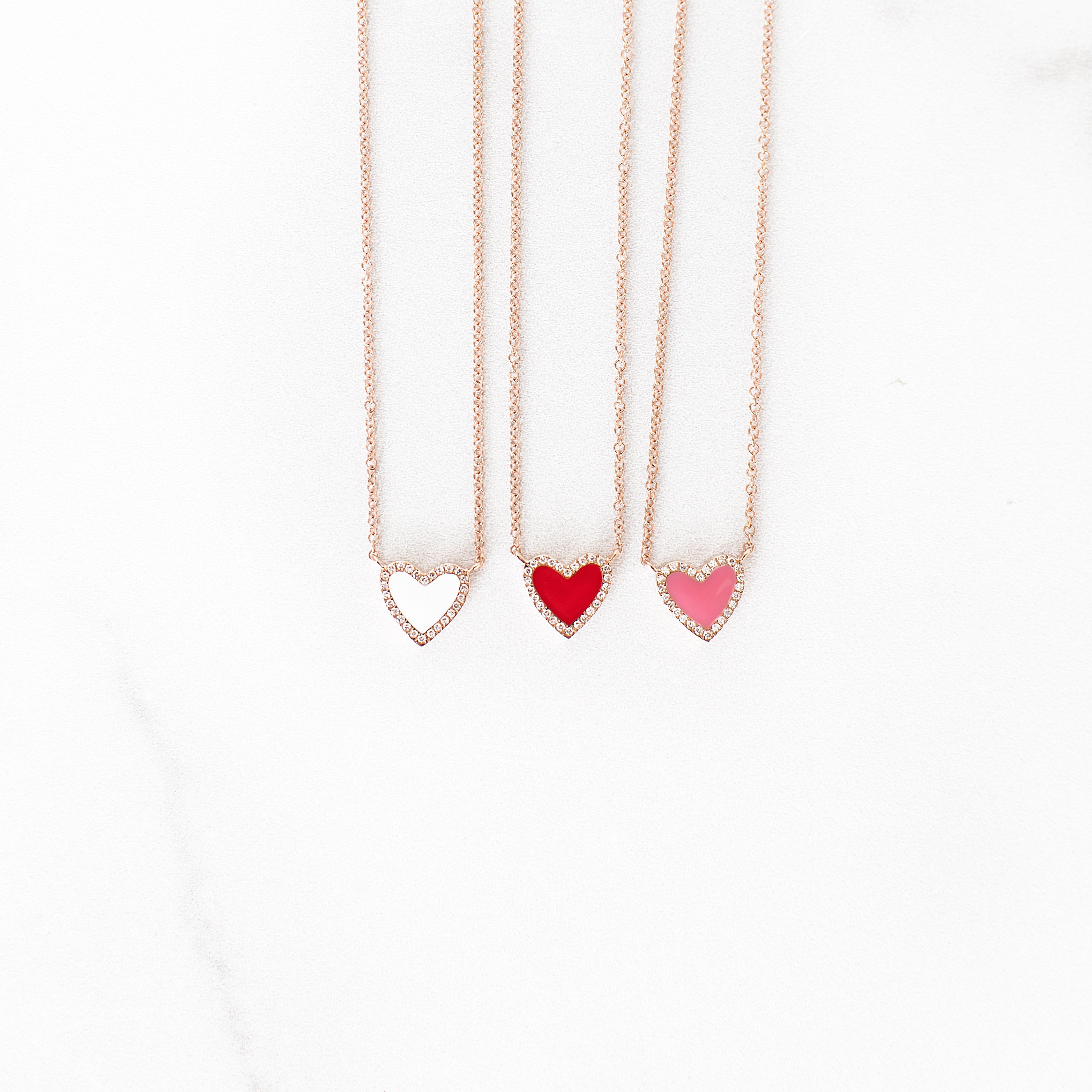 Petite Red Enamel Sterling Silver Heart Necklace – Ella Moore