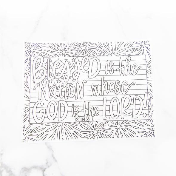 Psalm 33:12 Coloring Sheet