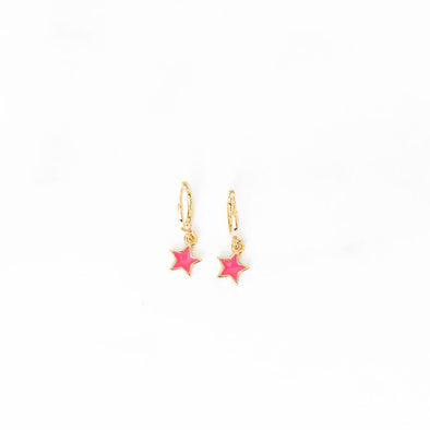 One Pair Hot Pink Enamel Heart Shape Smile Face Drop Earrings | SHEIN USA