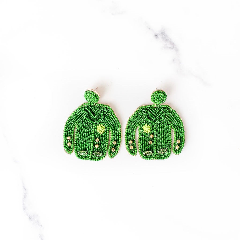 Masters Green Jacket Beaded Earrings – Golden Thread, Inc.