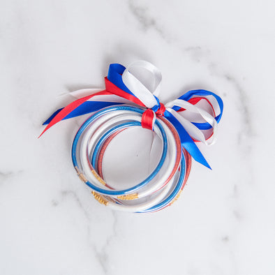 Red White and Blue Ribbon Cuff Bracelet