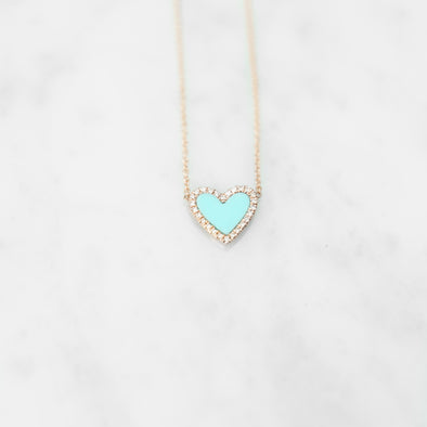 Diamond Turquoise Heart Necklace