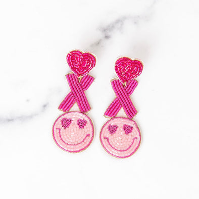 XO Smiley Beaded Earrings