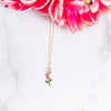 Pink Enamel Rose Necklace