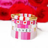 Pink with Red Hearts Tile Bracelet