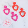 Red Raffia Heart Earrings
