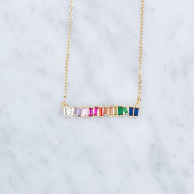 Rainbow Baguette Necklace
