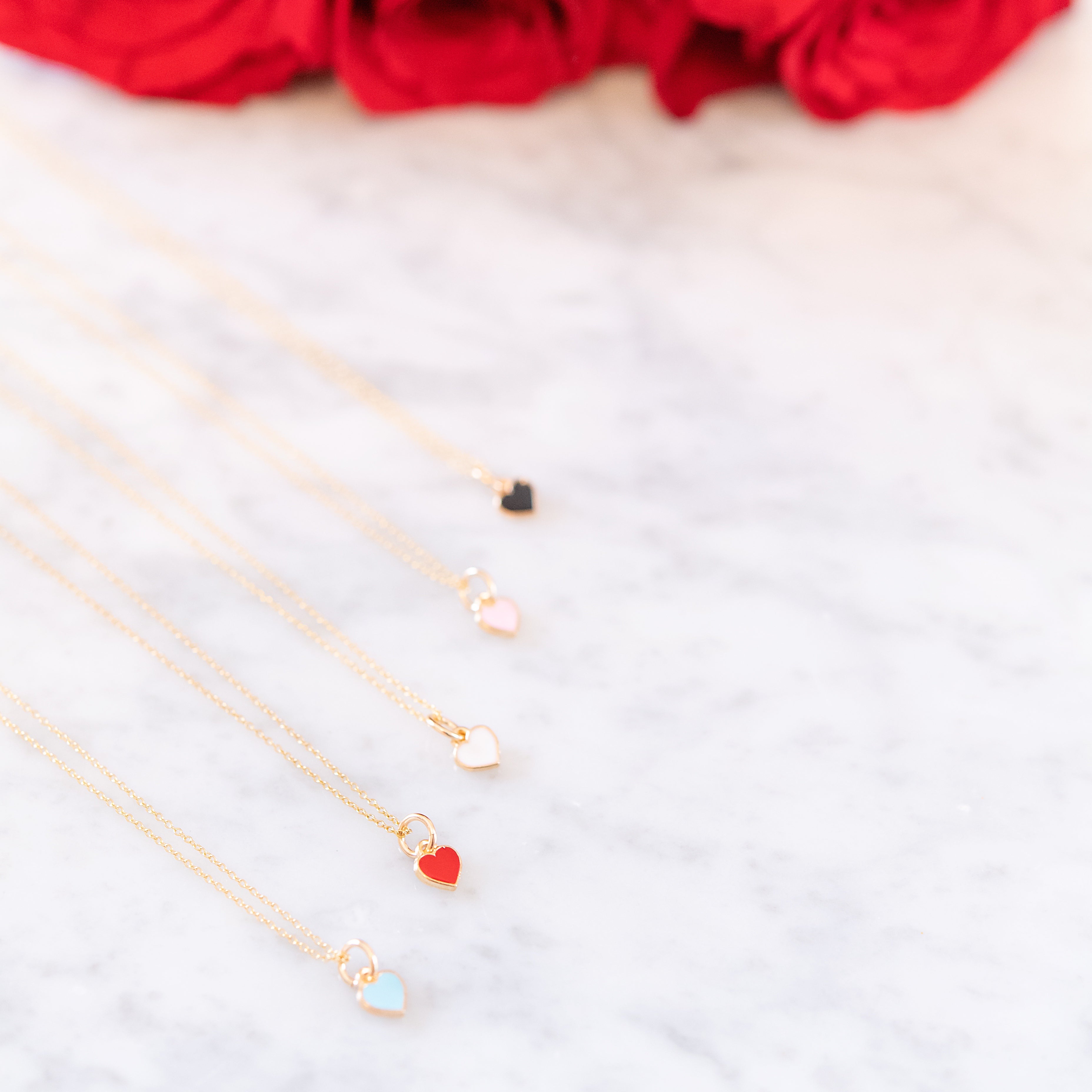 Enamel Heart Necklace – Baby Gold