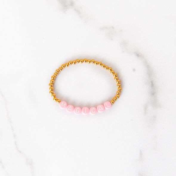 Pink Magical Gold Beaded Bracelet
