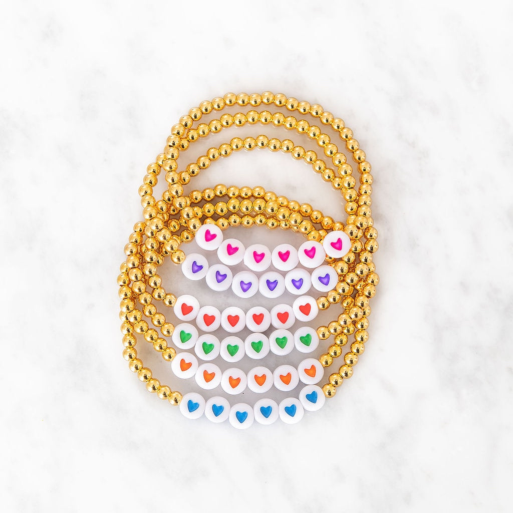 Baby Blue Enamel Heart Bead Bracelet Gold Fill - 5.75 | IsabelleGraceJewelry