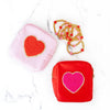 Red with Hot Pink Heart Jewelry Pouch