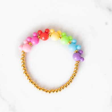 Rainbow Mouse Gold Beaded Bracelet