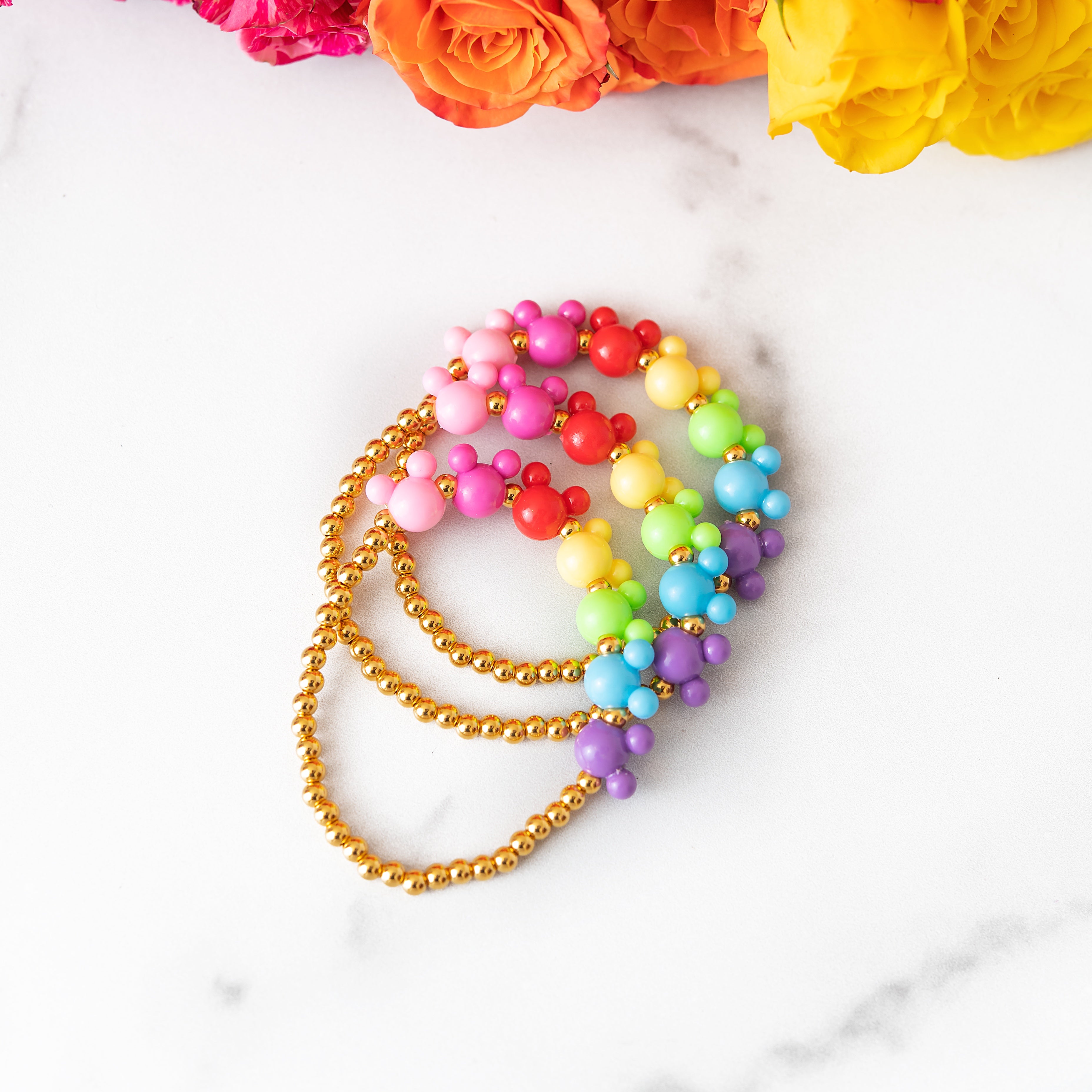 Rainbow Gold Beaded Chain Bracelet – Raina's Rocks