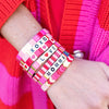 XOXO Pink and Red Tile Bracelet