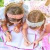 Green Headband with Rainbow Ombre Pearls