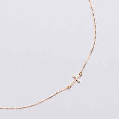 1/20Ct TDW Diamond 10K Rose Gold Sideways Cross Necklace - Walmart.com