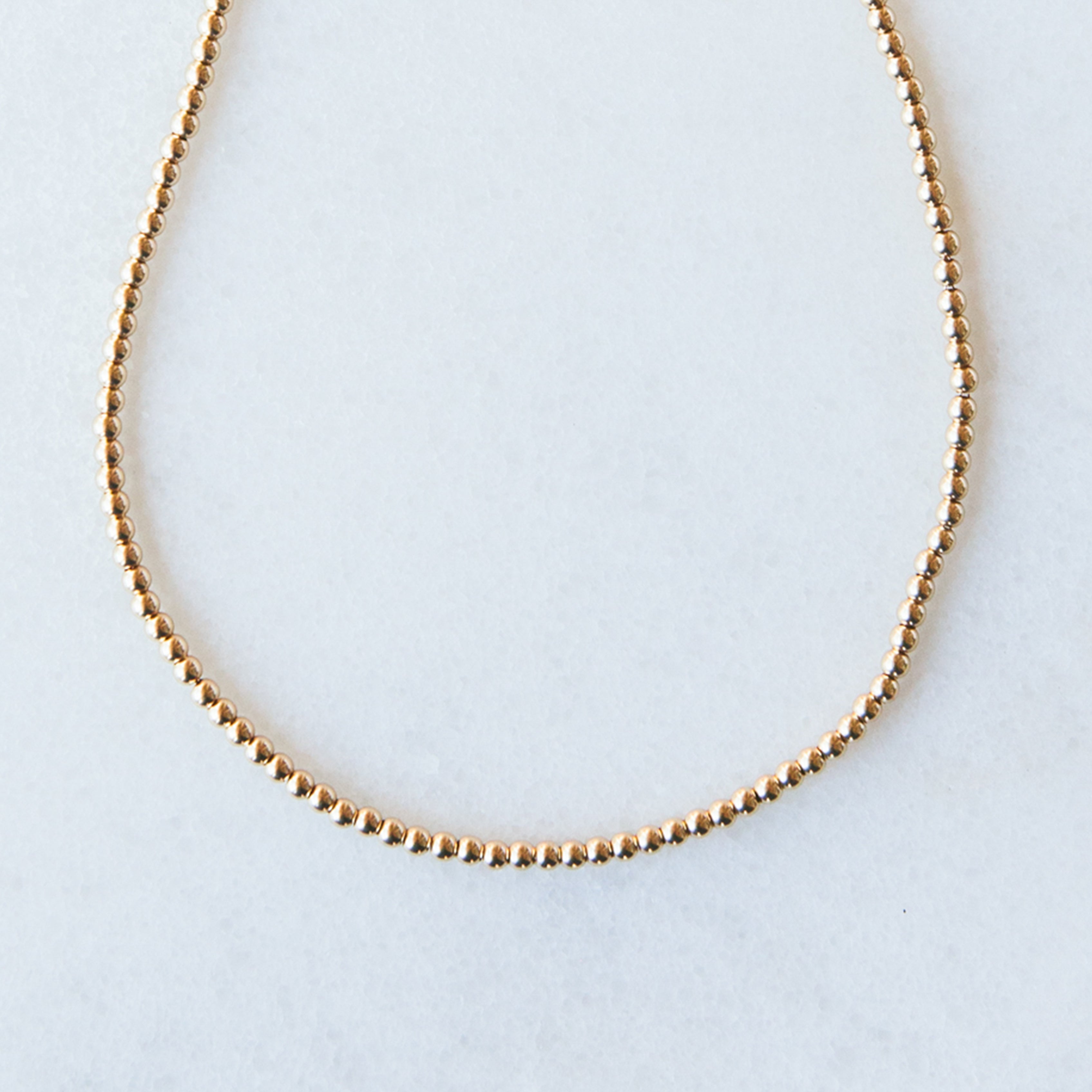 Gold Beaded Necklace | 14-karat 14 inch