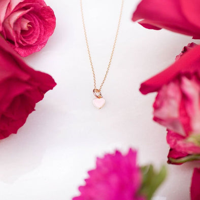 Tiny Pink Heart Necklace