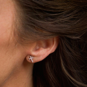 Diamond Cross Earrings | 14-Karat