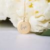 Antique Medium Disc with Love Calligraphy Necklace | Sample Sale