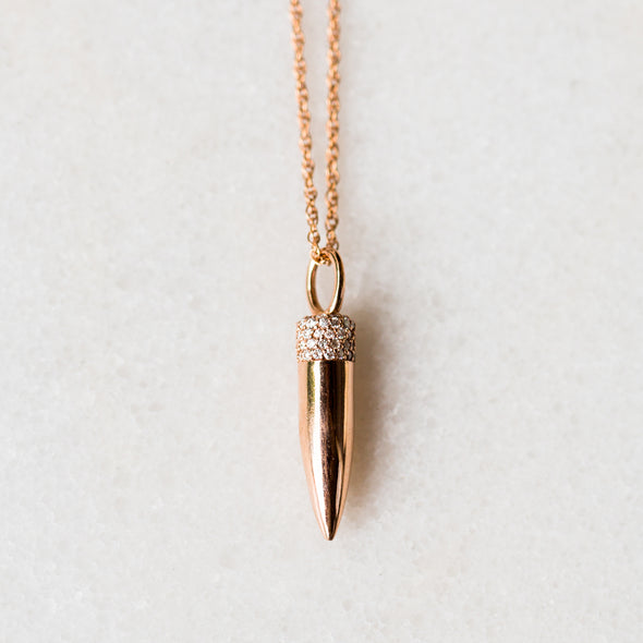 Mini Diamond Bullet Necklace | 14-Karat