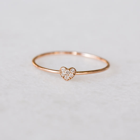 Mini Diamond Heart Ring | 14-Karat