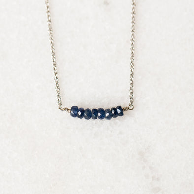 Navy Sapphire Bar Necklace | 14-Karat